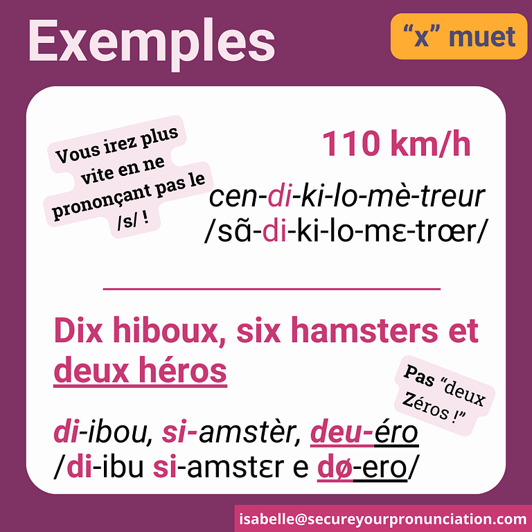 Exemples de prononciation de 10, 6 et 2 en français